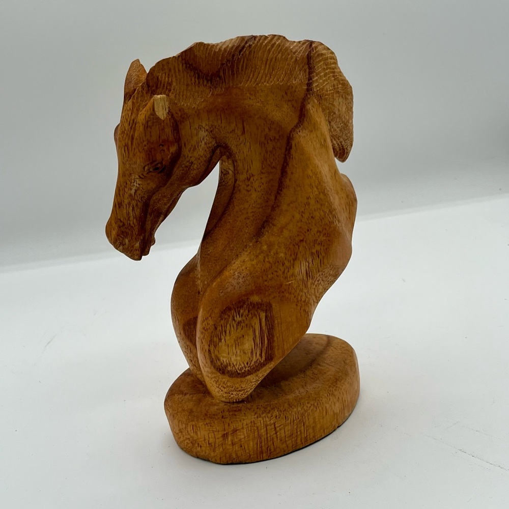 Handcrafted Wooden Horse Sculpture 8 inch tall - Picture 9 of 12